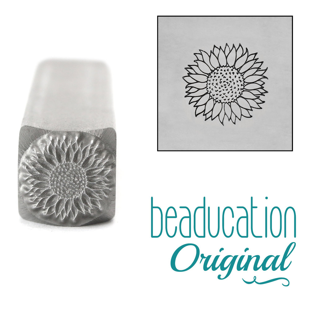 Metal Stamping Tools Sunflower Metal Design Stamp, 8.2mm - Beaducation Original